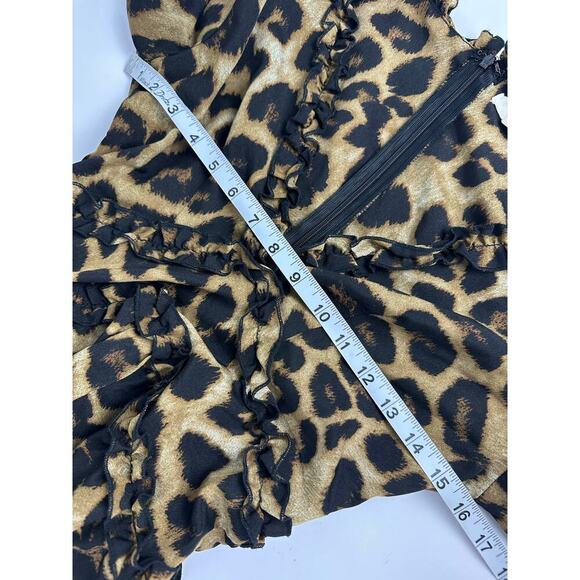 Mable Size Small Leopard Print Mini Dress Ruffle Tiered Skirt Animal Flirty - Picture 5 of 9